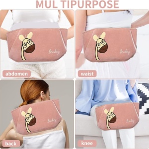 Set sticla cu husa pentru apa si o centura N/P, PVC/textil, roz, 1 L