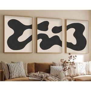 Set tablou decorativ Re-Bloom, 3 piese, MDF, alb/negru/natur, 50 x 70 cm - Img 2