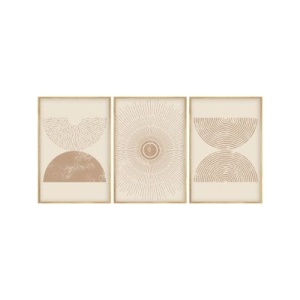 Set tablou decorativ Re-Bloom, 3 piese, MDF/lemn masiv, bej/natur, 50 x 70 cm