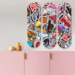 Set tablou decorativ Re-Bloom, 3 piese, MDF, multicolor, 70 x 70 cm - Img 3