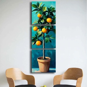 Set tablou decorativ Re-Bloom, 3 piese, model lamai, panza/lemn, multicolor, 45 x 45 cm - Img 3