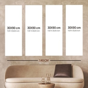 Set tablou decorativ Re-Bloom, 4 piese, panza/lemn, multicolor, 30 x 90 cm - Img 2