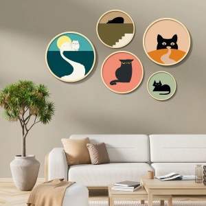 Set tablou decorativ Re-Bloom, 5 piese, lemn masiv, multicolor - Img 1