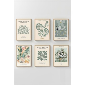 Set tablou decorativ Re-Bloom, 6 piese, lemn masiv, multicolor, 33 x 48 cm