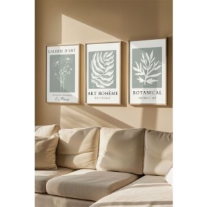 Set tablouri decorative Re-Bloom, 3 piese, lemn masiv/MDF, multicolor, 33 x 48 cm