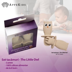 Set Tacamuri din silicon, AppeKids, OWL - Bubble Beige - Img 2