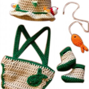 Set tricotat pentru sedinta foto bebelusi Ruiqas, fibre acrilice/bumbac, multicolor, 0-1 luna - Img 4