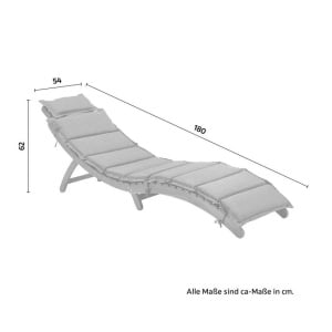 Sezlong Bora, lemn de salcam cu perna gri, 108x64x52 cm - Img 4