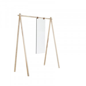 Sina pentru imbracaminte Hongi, cu oglinda, lemn masiv, maro, 177 x 150 x 74 cm - Img 2