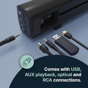 Soundbar Majority, Bowfell Plus 2.1, Bluetooth, PC, Wireless, AUX, 100 W, negru, Resigilat, Grad A - Img 4