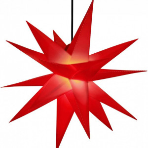 Stea de Craciun cu 18 colturi Erwey, 58 cm, rosu, polipropilena