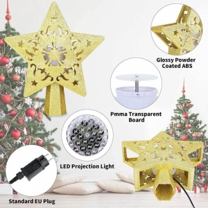 Stea pentru bradul de Craciun Kinikiss, LED, plastic, auriu - Img 2