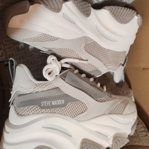 Steve Madden, Pantofi sport cu insertii de plasa Possession-E, Gri, 38, Resigilat, Grad A - Img 2