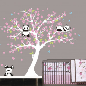 Sticker de perete BDECOLL, model copac/panda, vinil, multicolor, - Img 2