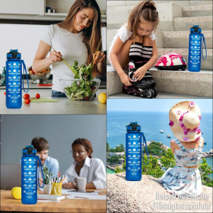 Sticla de apa pentru fitnes UVTQSSP, plastic, albastru , 1 L - Img 4