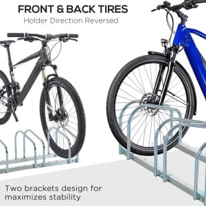 Suport biciclete otel zincat, 4 locuri, modular, 110x33x27cm, Argintiu - Verificat A · Re-Bloom - Img 4