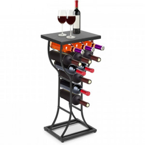 Suport elegant pentru sticlele de vin Cocoarm, metal, negru, 85 x 38 x 30 cm