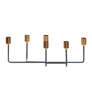 Suport lumanari tip candelabru Bangka, metal, negru, 12 x 36 x 16 cm - Img 3