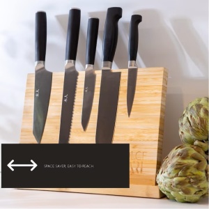 Suport magnetic pentru cutite, Dolce Mare, doua fete din bambus, XXL, 35 x 25x11 cm