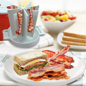 Suport pentru bacon la cuptorul cu microunde OLIYA, PP, rosu/alb, 18 x 16,5 x 13 cm 