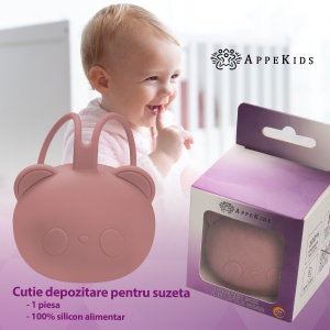 Suport pentru suzeta din silicon, AppeKids, The Little Bear - Old Rose - Img 2