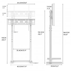 Suport pentru TV Fativo, metal, alb, 31 x 65,2 x 144,5 cm