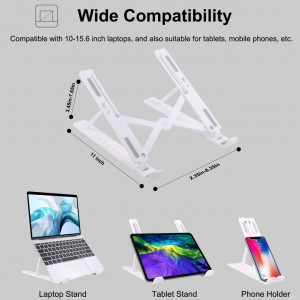 Suport reglabil pentru laptop YMXuan, ABS/silicon, alb, 10-15,6 inchi