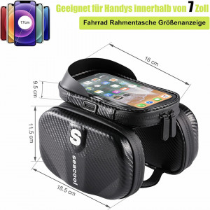 Suport telefon cu geanta de depozitare pentru bicicleta Seacool, TPR, negru, 18,5 x 11,5 cm - Img 7