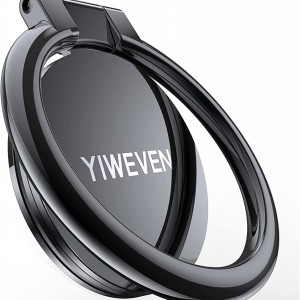 Suport universal tip inel pentru tableta/telefon YIWEVEN, aliaj de zinc, negru, 30 x 5 mm - Img 1