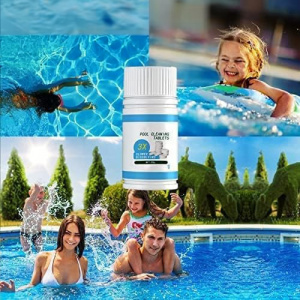 Set de 100 tablete efervescente cu clor pentru curatarea piscinei Gnaumore, alb