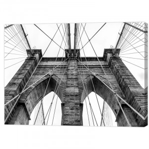 Tablou „Brooklyn Bridge” Williston Forge, panza/lemn, gri/alb, 60 x 80 x 2 cm