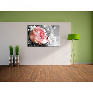 Tablou „Buchet de bujori”, roz/gri, 80 x 120 cm - Img 2
