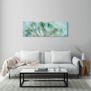 Tablou Dandelion, panza, verde/alb, 40 x 120 cm - Img 3