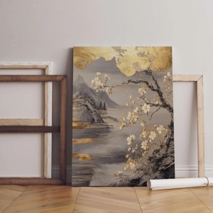 Tablou decorativ canvas 50x70 cm, panza/lemn, gri/auriu - Verificat A · Re-Bloom - Img 2