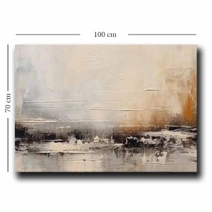 Tablou decorativ canvas 70x100 cm, panza 100% grosime 2.8mm, rama lemn pin 100%, alb/gri/auriu - Verificat A · Re-Bloom - Img 3