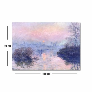 Tablou decorativ canvas Claude Monet peisaj 70x100 cm, panza suede 100%, rama lemn 100% 3 cm, albastru/mov - Verificat A · Re-Bloom - Img 4