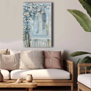 Tablou decorativ canvas model floral, 45x70 cm, panza/lemn, multicolor - Verificat A · Re-Bloom - Img 2