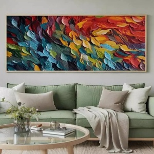 Tablou decorativ din MDF si lemn masiv 50x120 cm, MDF 2.7mm, constructie solida si usoara, design modern, multicolor - Verificat A · Re-Bloom - Img 4