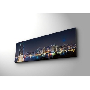 Tablou decorativ Re-Bloom, LED, lemn/panza, multicolor, 30 x 90 cm - Img 3