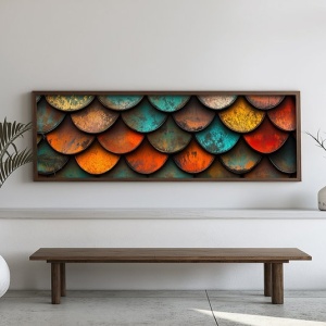Tablou decorativ Re-Bloom, lemn masiv de pin/MDF, multicolor, 40 x 120 x 3,5 cm