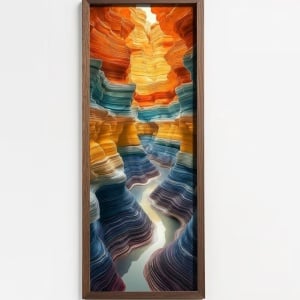 Tablou decorativ Re-Bloom, lemn masiv/MDF, multicolor, 40 x 120 cm