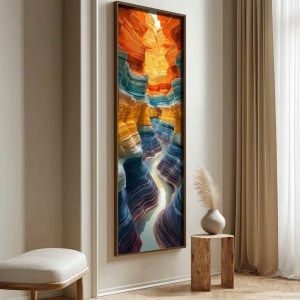 Tablou decorativ Re-Bloom, lemn masiv/MDF, multicolor, 40 x 120 cm - Img 4