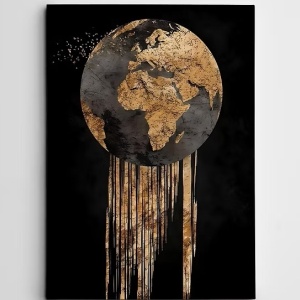 Tablou decorativ Re-Bloom, lemn/panza, negru/auriu, 50 x 70 cm - Img 4