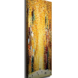 Tablou decorativ Re-Bloom, model abstract, lemn/panza, multicolor, 30 x 80 cm