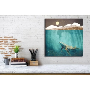 Tablou decorativ Re-Bloom, model balena, panza/lemn, multicolor, 45 x 45 cm - Img 3