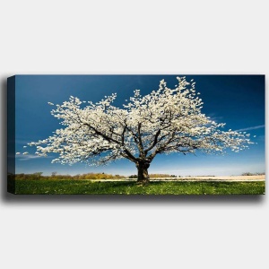 Tablou decorativ Re-Bloom, model copac, lemn/panza, multicolor, 120 x 50 x 3 cm - Img 3
