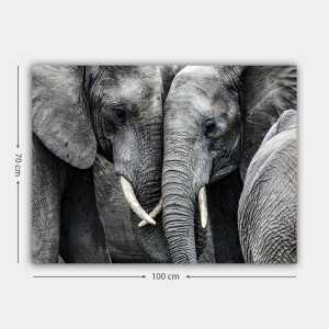 Tablou decorativ Re-Bloom, model elefanti, lemn/panza, gri, 70 x 100 x 3 cm - Img 3