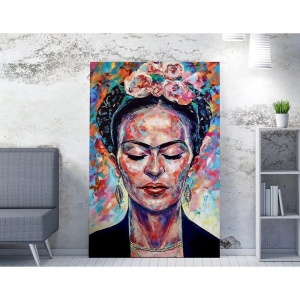 Tablou decorativ Re-Bloom, model femeie, panza/lemn, multicolor, 70 x 100 cm - Img 4