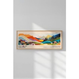 Tablou decorativ Re-Bloom, model peisaj, MDF/lemn masiv, multicolor, 50 x 120 cm