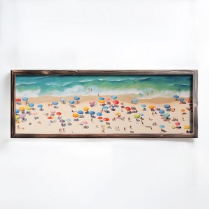 Tablou decorativ Re-Bloom, model plaja, MDF/lemn masiv, multicolor, 40 x 120 x 3,5 cm